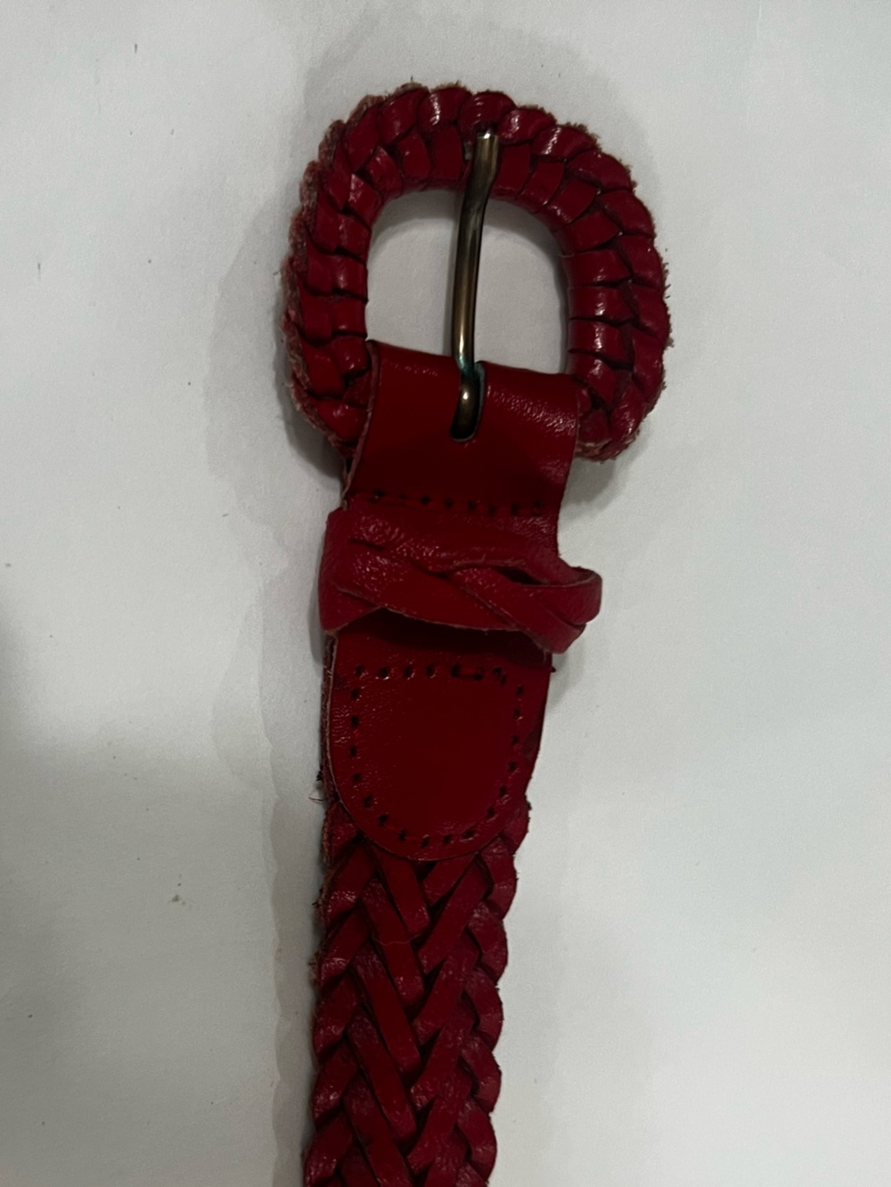 Genuine Leather Braided Belt Red Made in Argentina Western Boho - Picture 4 of 9